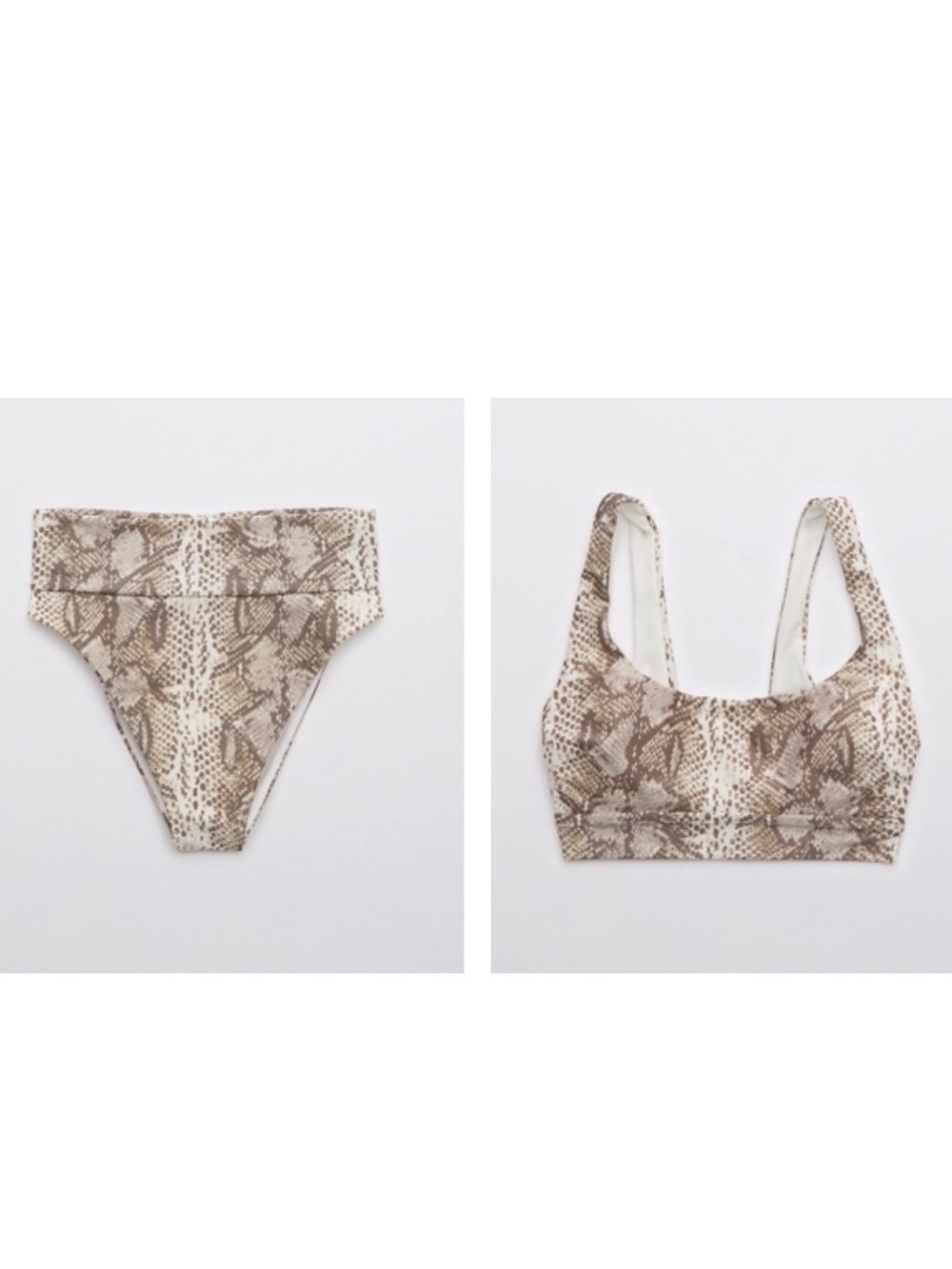 aerie Neutral Python Snake-Print Bikini